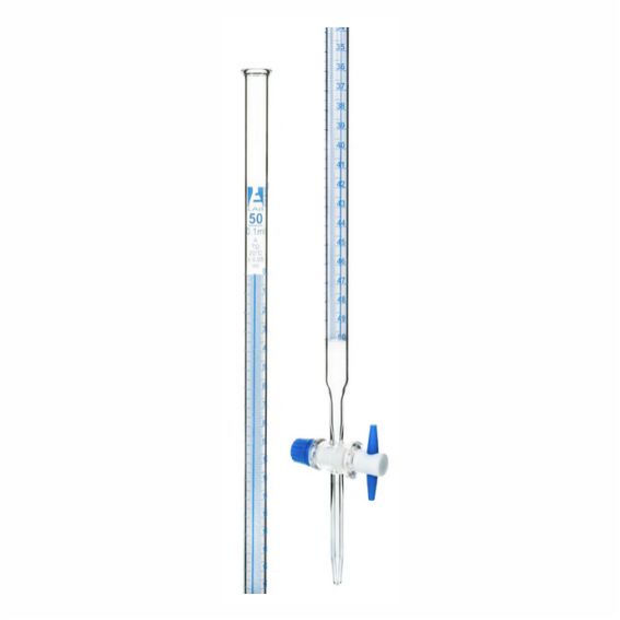 Bureta Schellbach graduada. de vidrio de borosilicato, 50 ml.
Código CH0241K.